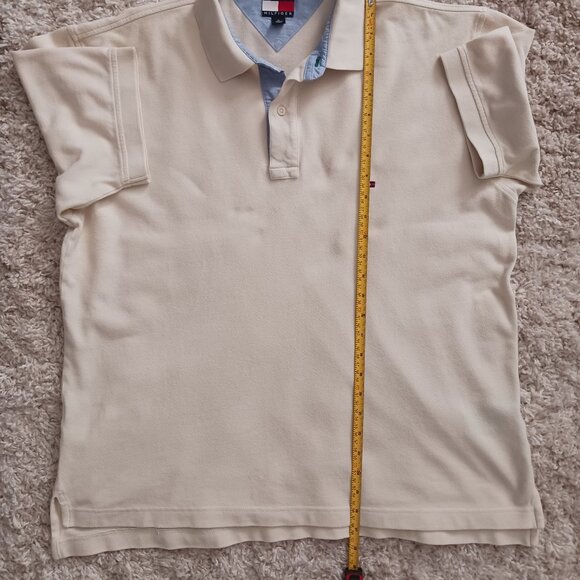 Tommy Hilfiger Golf Polo Mens Shirt Size X-Large Cream Short Sleeve Logo READ - Picture 6 of 9